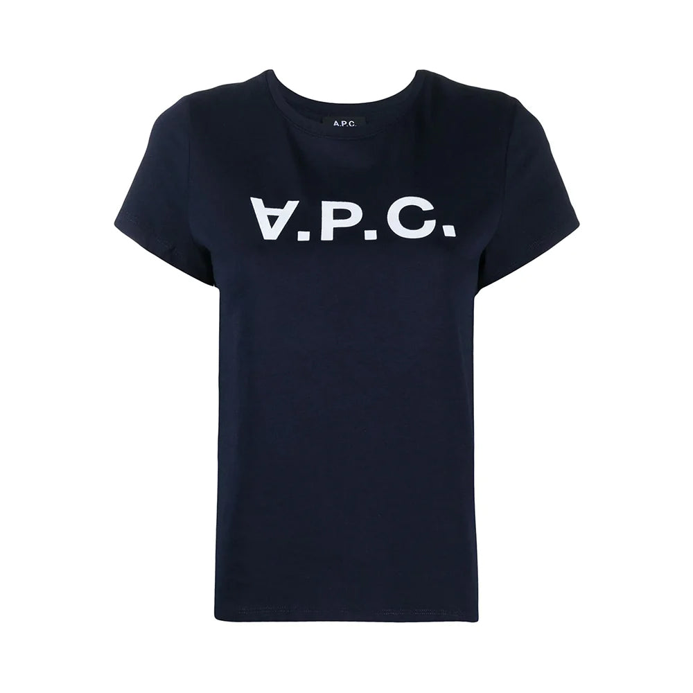 A.P.C Crewneck T-Shirt V.P.C Logo Navy Women