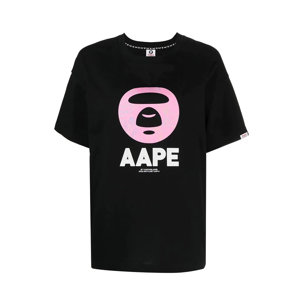 AAPE BY BATHING APE Moonface Graphic T-Shirt Black Women | Voila.id