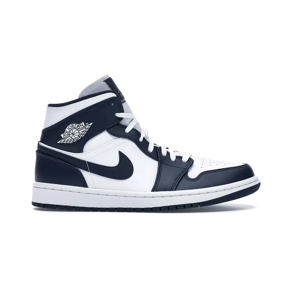 Air Jordan 1 Mid White Metallic Gold Obsidian Men