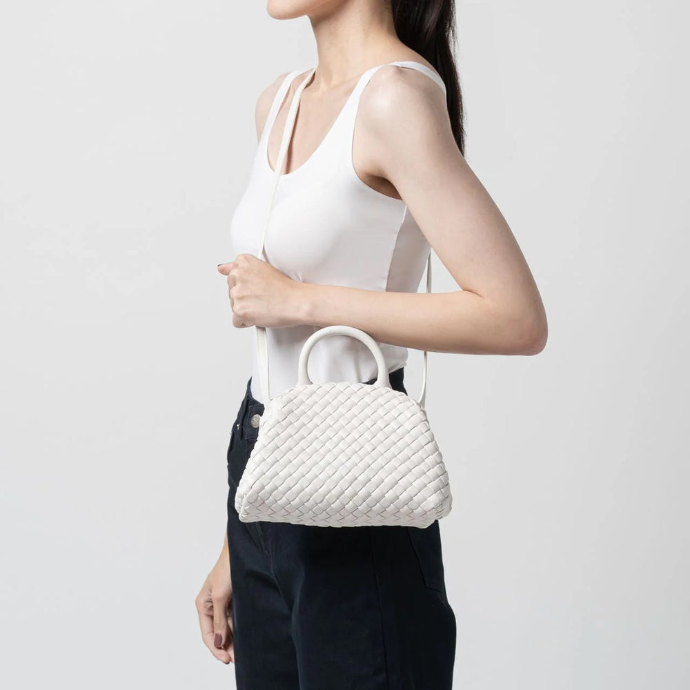 Bottega Veneta Mini Padded Intrecciato Leather Top Handle Bag Chalk