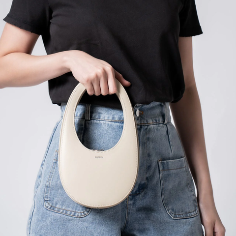 Coperni Swipe Mini Calfskin Leather Bag Sand
