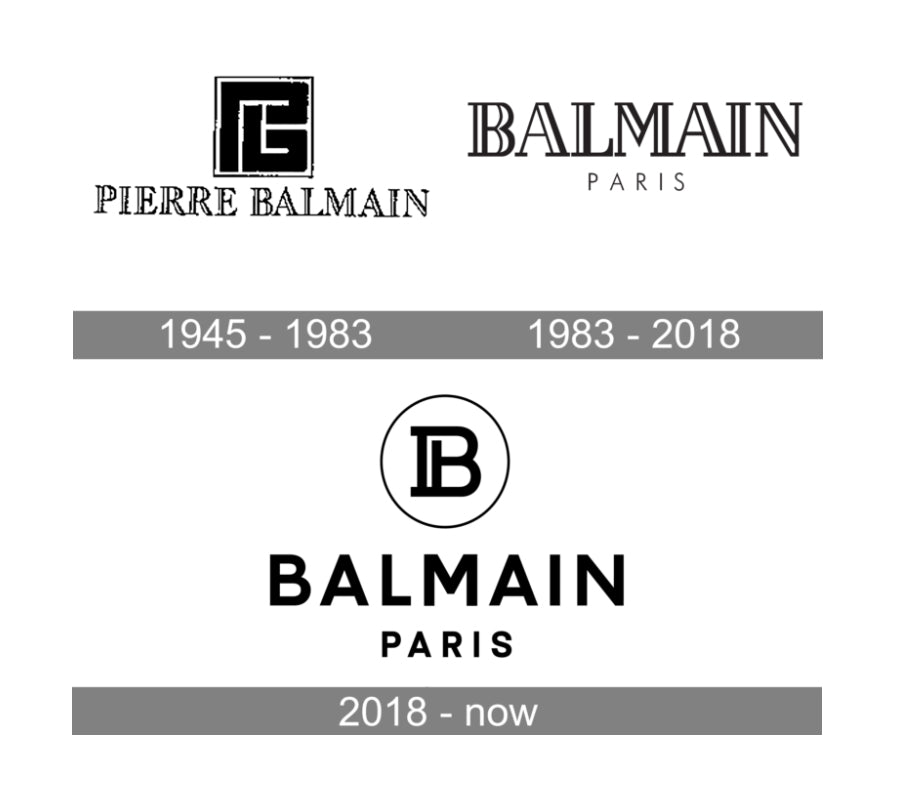 Perubahan desain logo pada brand Balmain