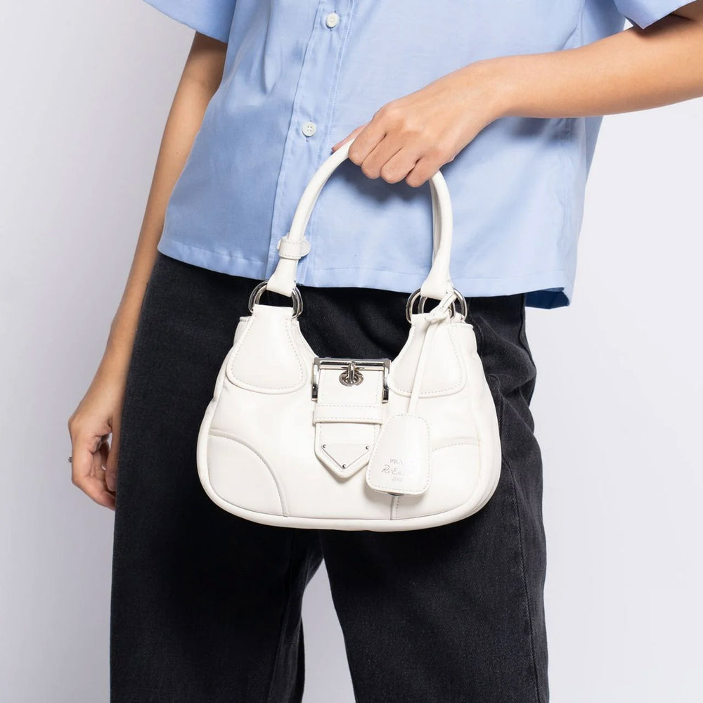 Prada Moon Padded Nappa Leather Bag White 