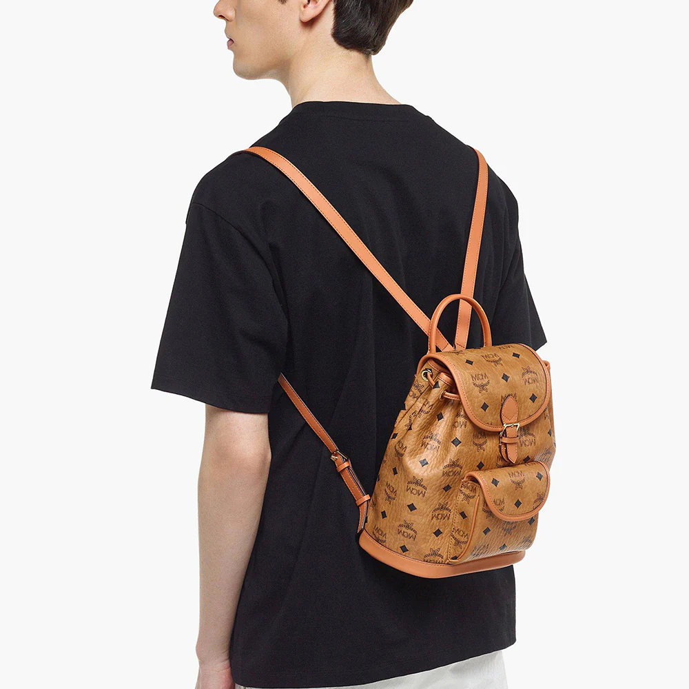 Mini Aren Drawstring Backpack Visetos Cognac