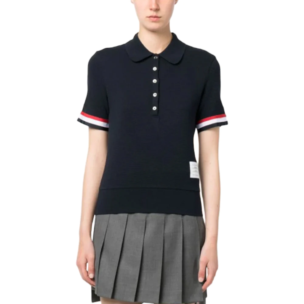 RWB Stripe Tip Sleeve Polo Shirt Blue with Logo