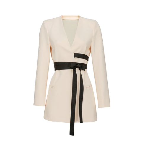 Pinko Cady Blazer with Ribbons White Beige