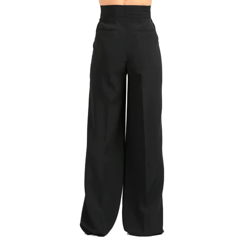 Red Valentino High Waist Wide Leg Trousers Black