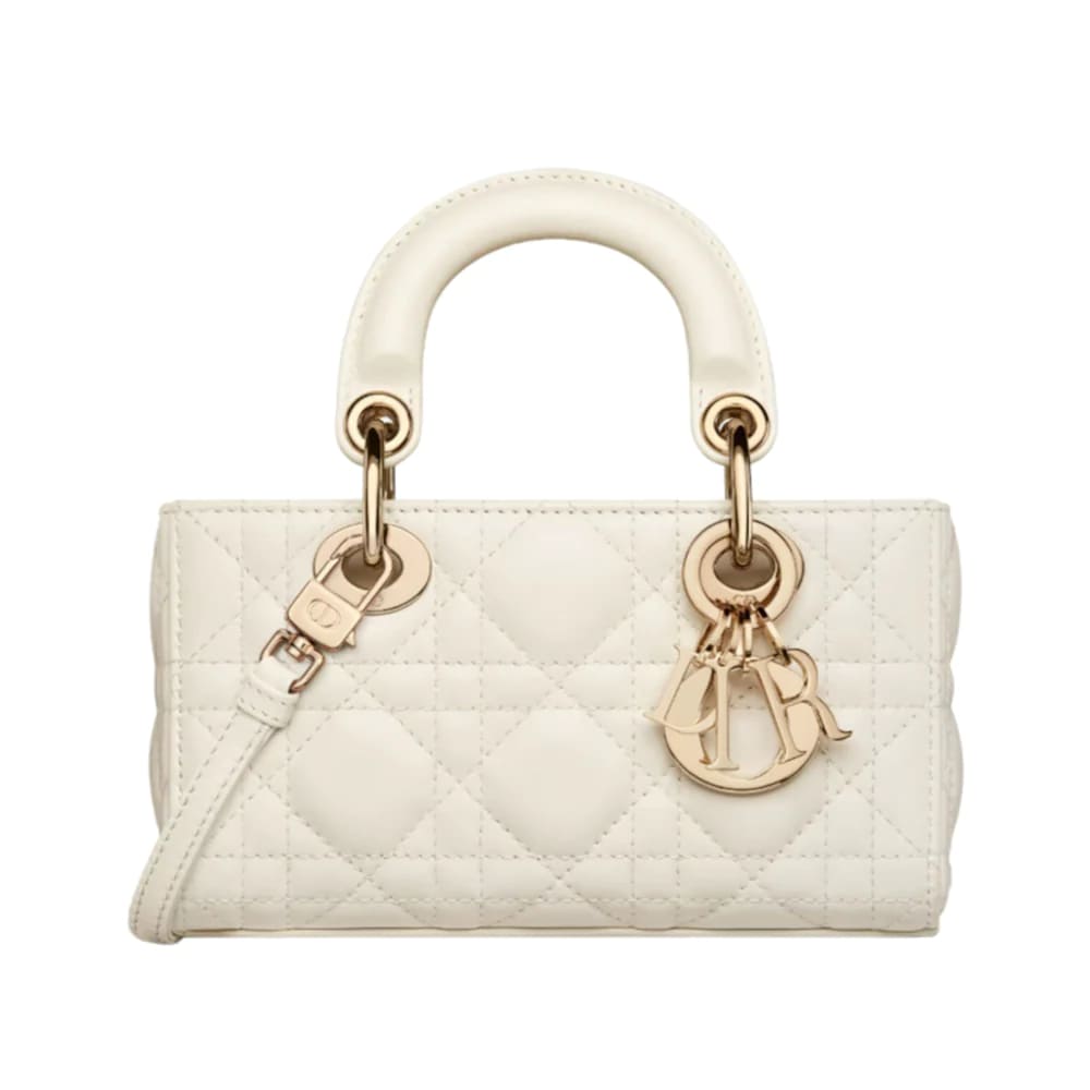 Micro Lady D-Joy Bag Cannage Lambskin Latte