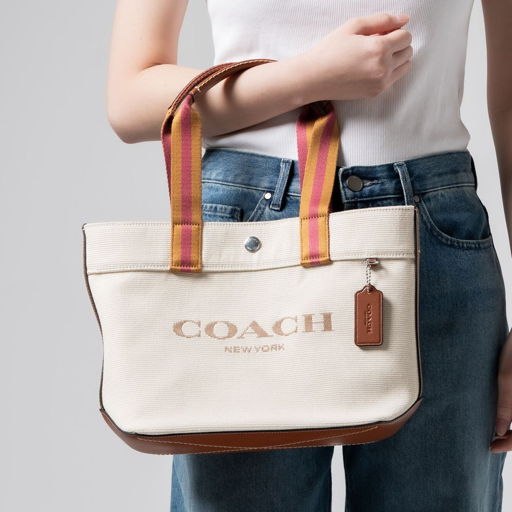 Small Canvas Tote Bag Natural Multi