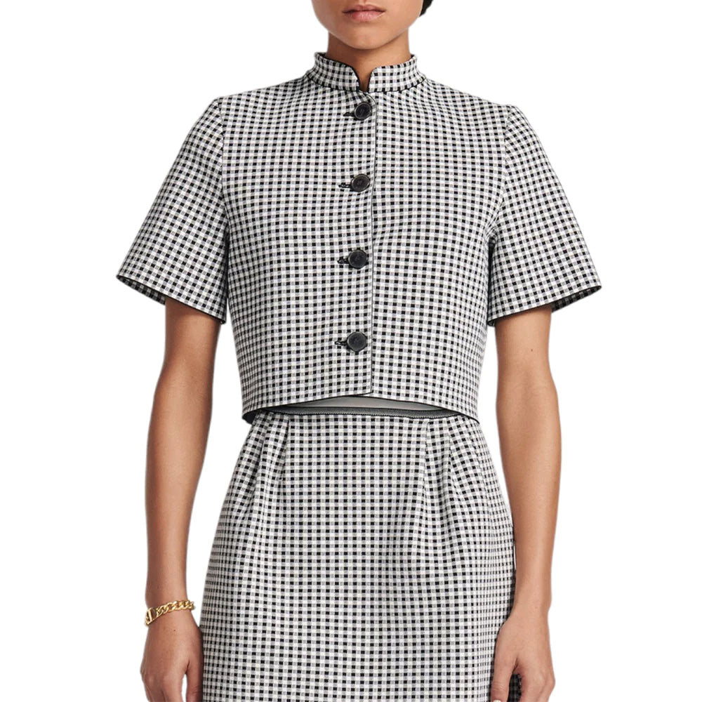 Christian Dior Cropped Jacket Check'n'D Knit Gray Black