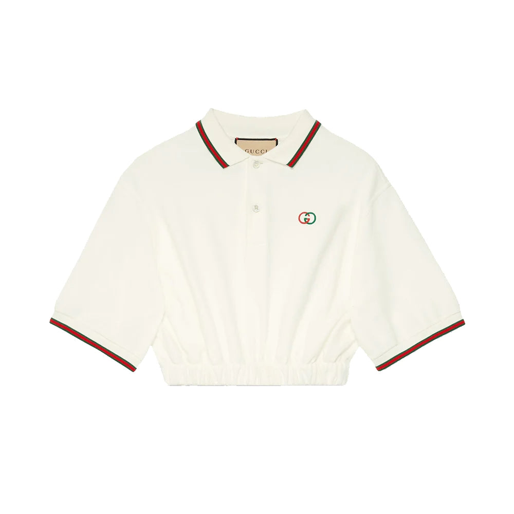 Gucci Cotton Piquet Polo Shirt With Web White | Voila.id