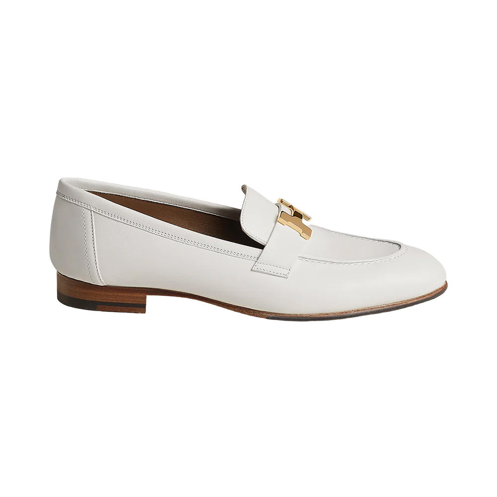 Hermes Paris Calfskin Leather Loafers Blanc Ghw