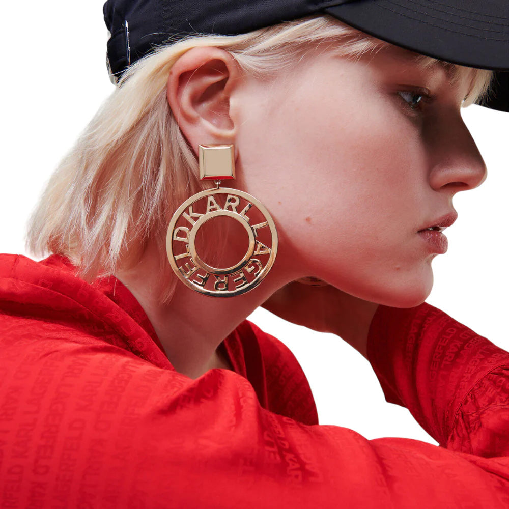 Karl Lagerfeld K/Circle Logo Archive Clip-On Earrings Gold