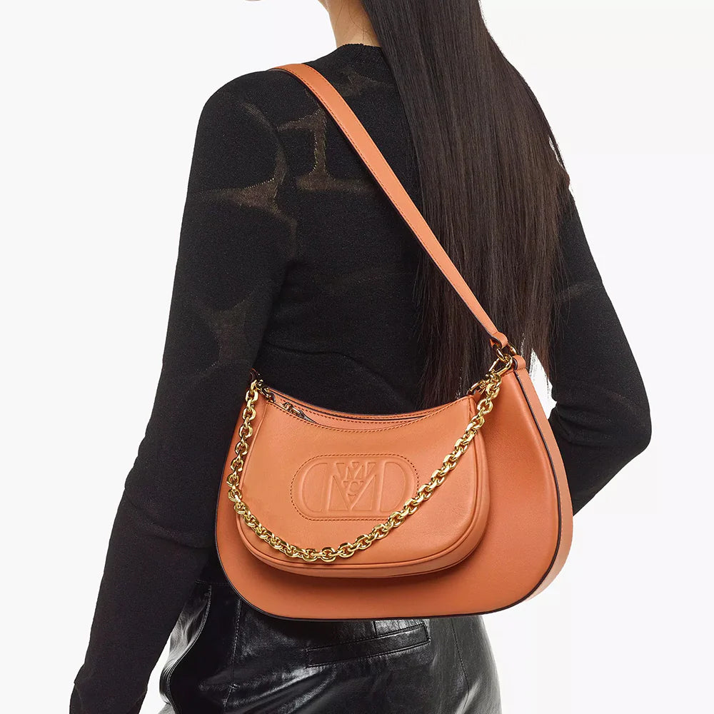MCM Medium Mode Travia Shoulder Bag in Spanish Nappa Leather Cognac