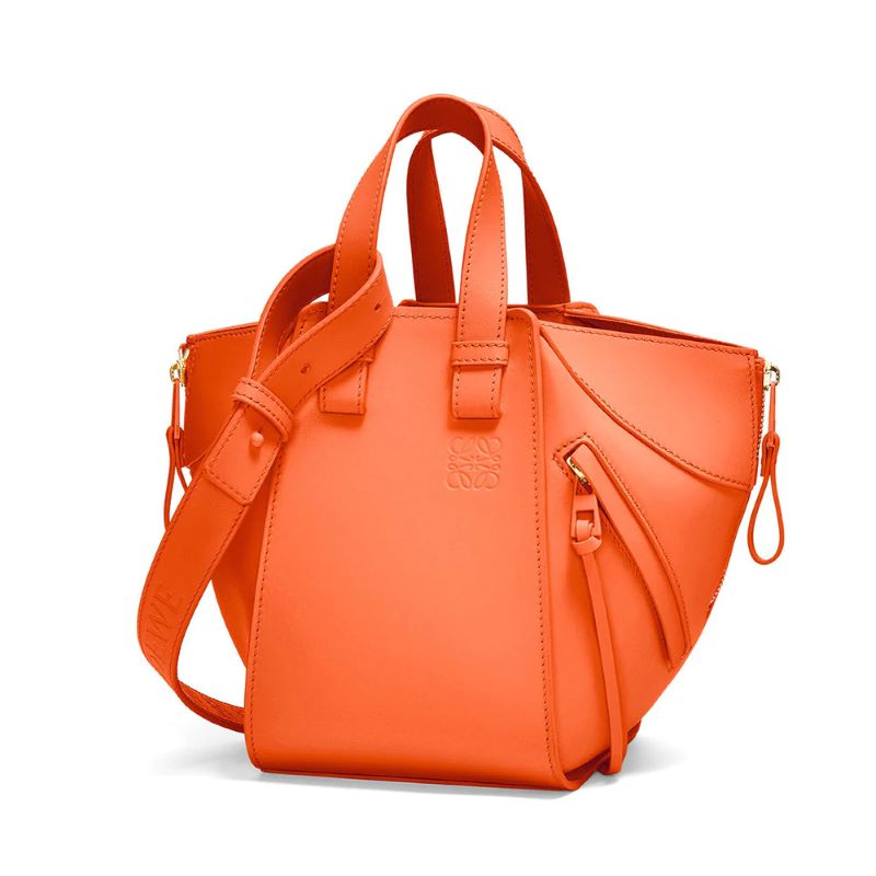 Loewe Hammock Compact Bag in Calfskin Leather Orange 