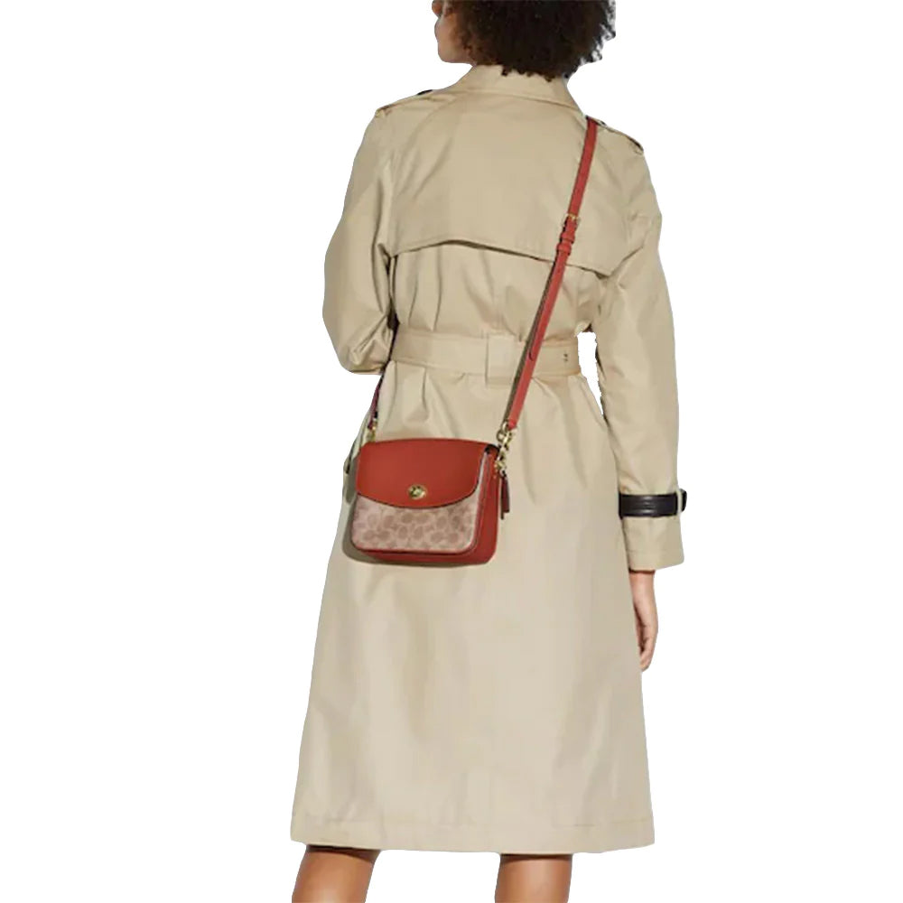 Cassie 19 Crossbody Bag Signature Canvas Tan Rust