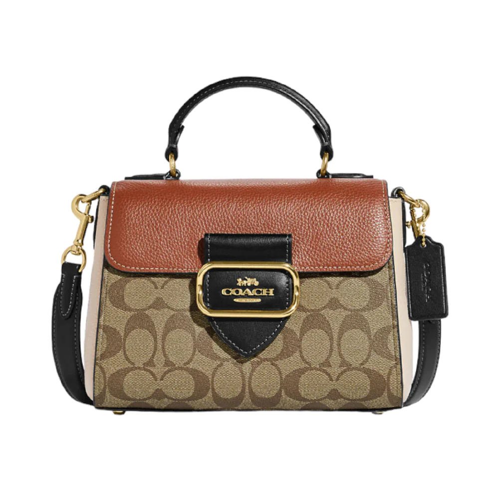Coach Morgan Top Handle Satchel Colorblock Signature Khaki Multi