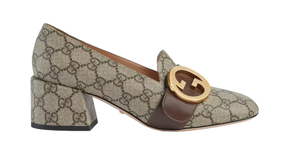 Gucci Canvas Blondie Loafers Beige Ebony Women 