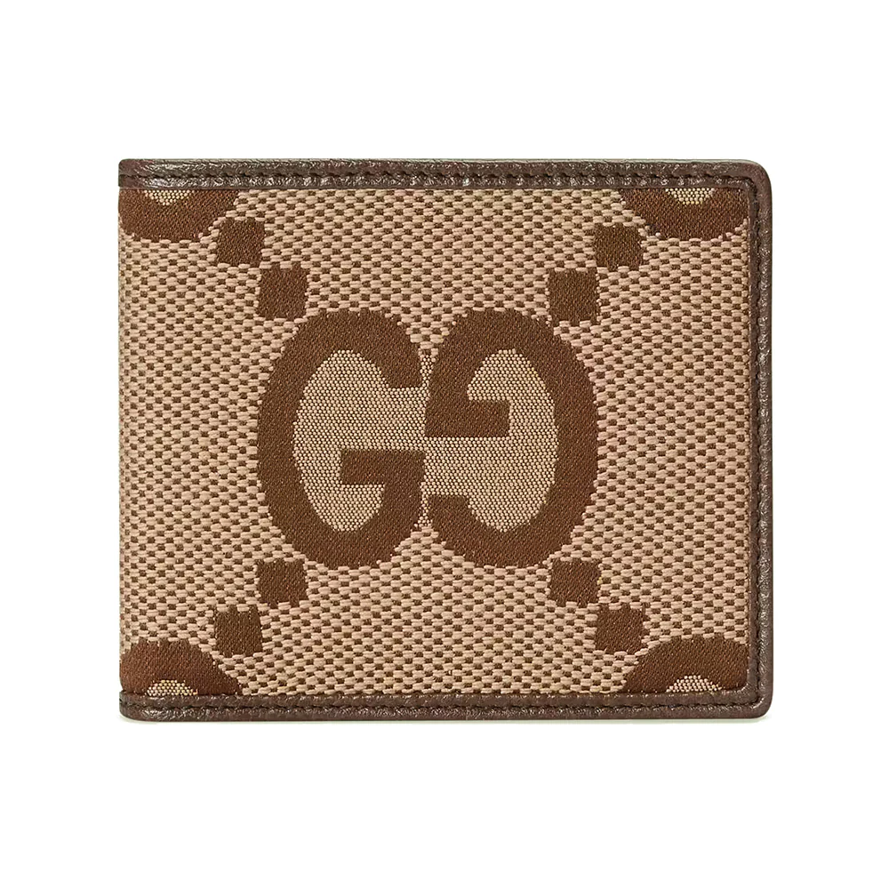 Gucci Jumbo GG Canvas Bifold Wallet Beige Ebony Brown