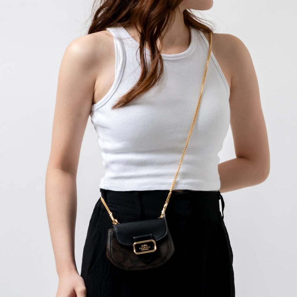 Morgan Card Case Chain Signature Brown Black