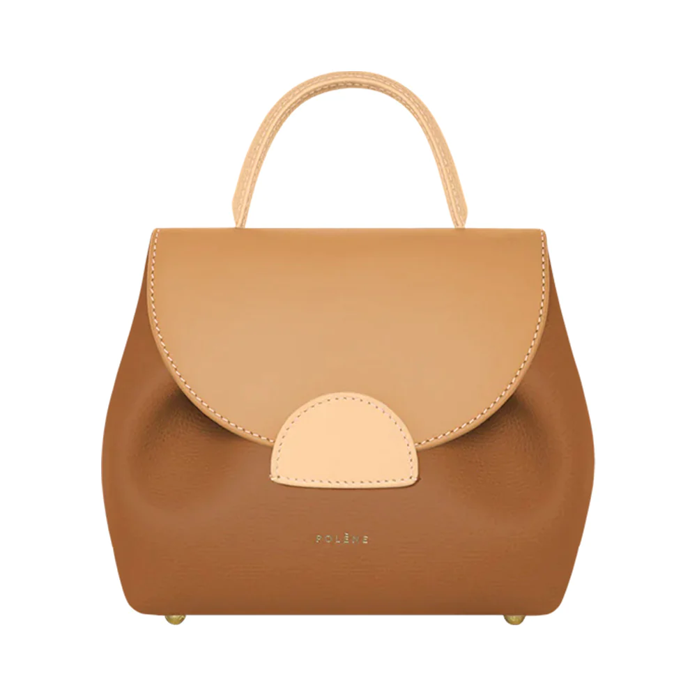 Polène Numero Uno Nano Crossbody Bag Grained Leather Trio Camel Ghw