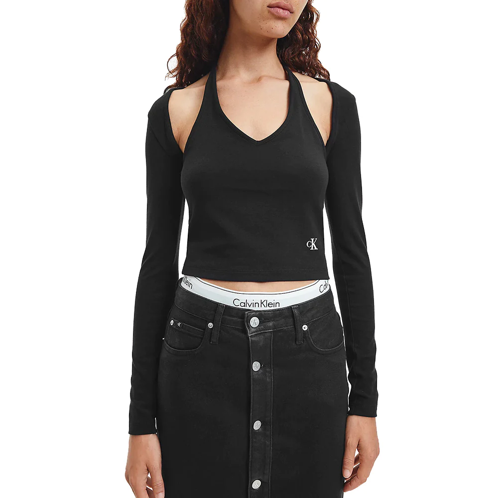 Calvin Klein 2-In-1 Long Sleeve Top Cropped Black