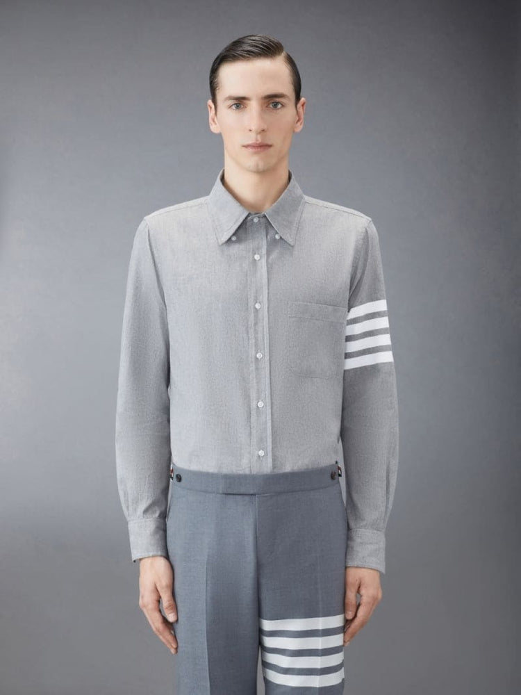 Chambray Printed 4-Bar Nametag Straight Fit Shirt Medium Grey