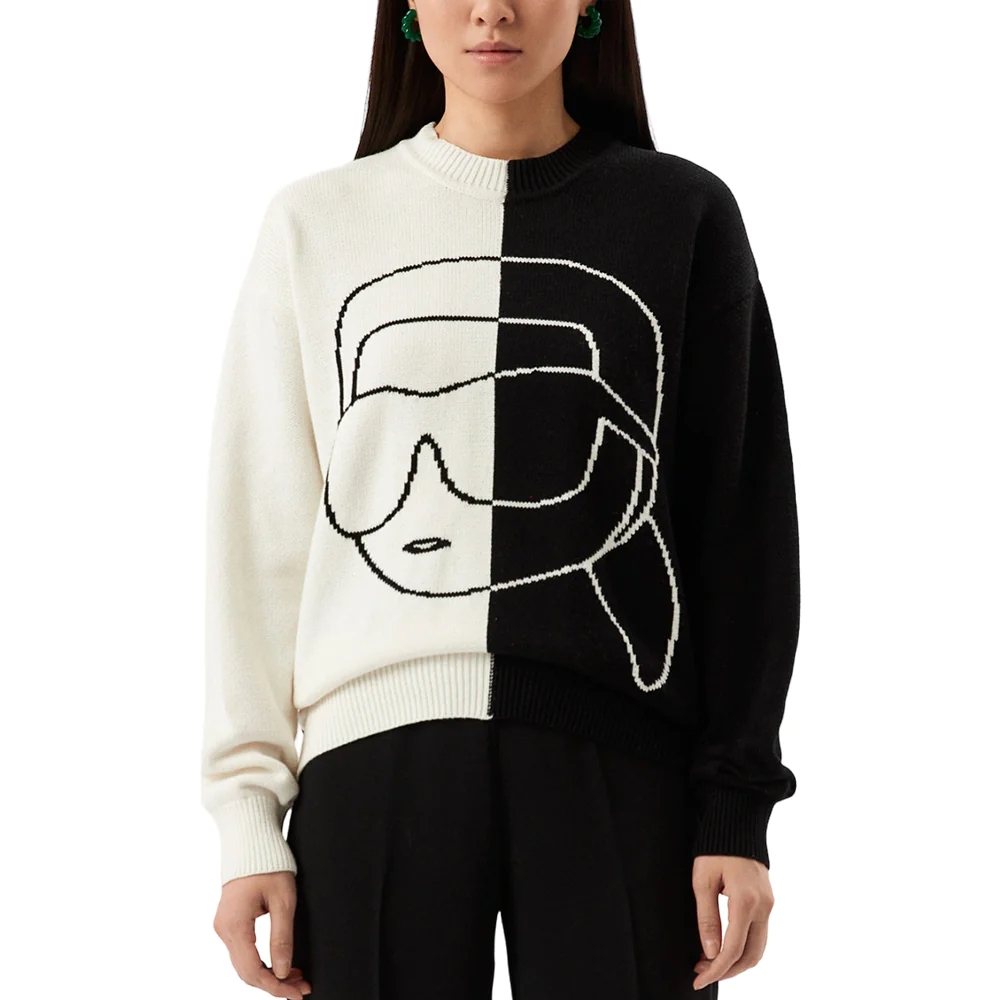 K/Ikonik 2.0 Outline Half Side Logo Knitted Jumper Black White