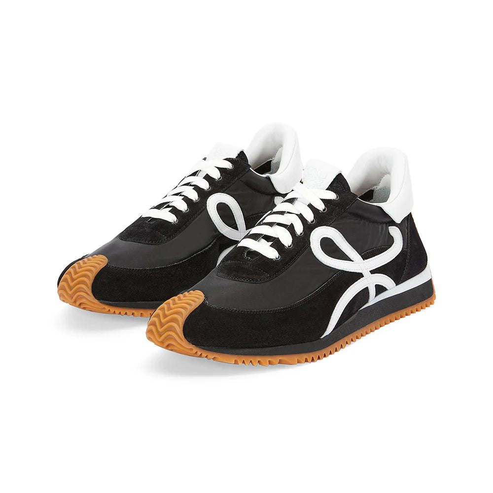 Loewe Padded Flow Runner Sneakers Nylon Suede Leather Black-White 