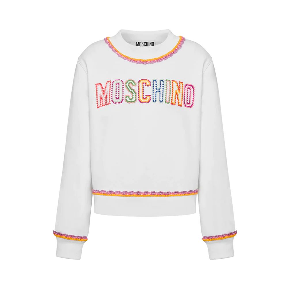Moschino Macramé Trim Cotton Sweatshirt White