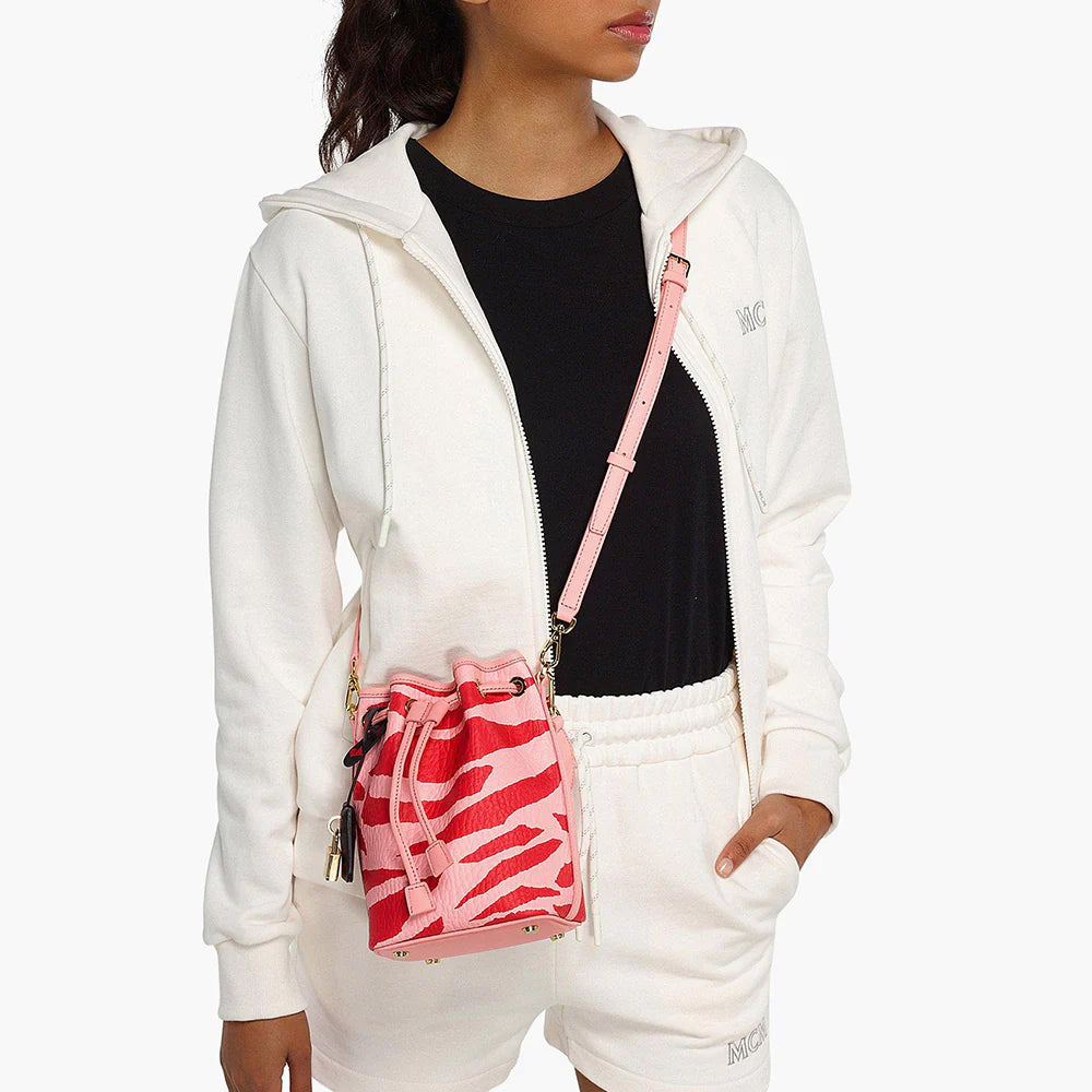 MCM Dessau Mini Drawstring in Meta Safari Leather Pink