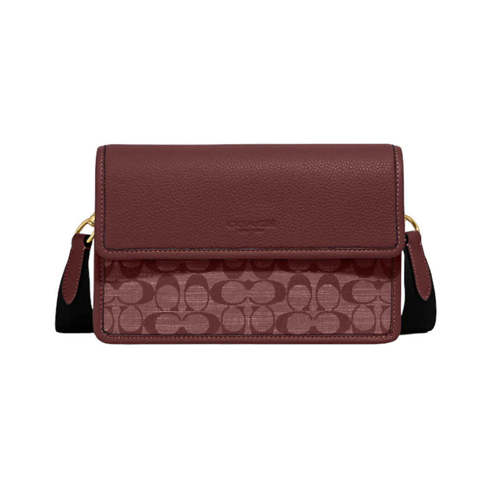 Coach Turner Flap Crossbody Bag Signature Chambray Wine