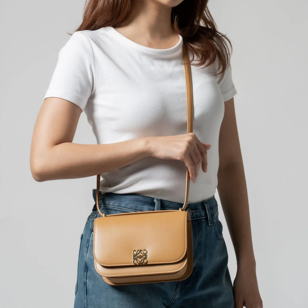 Loewe Small Goya Bag Silk Calfskin Leather Warm Desert