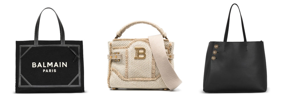Beberapa material tas yang digunakan untuk membuat tas Balmain, canvas, raffia, dan leather