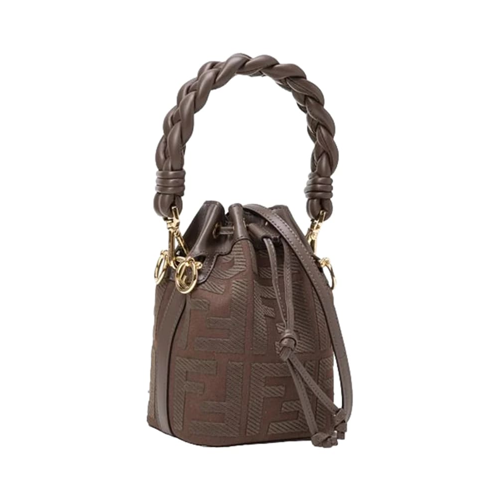 Mini Mon Tresor FF Canvas Bucket Bag Brown