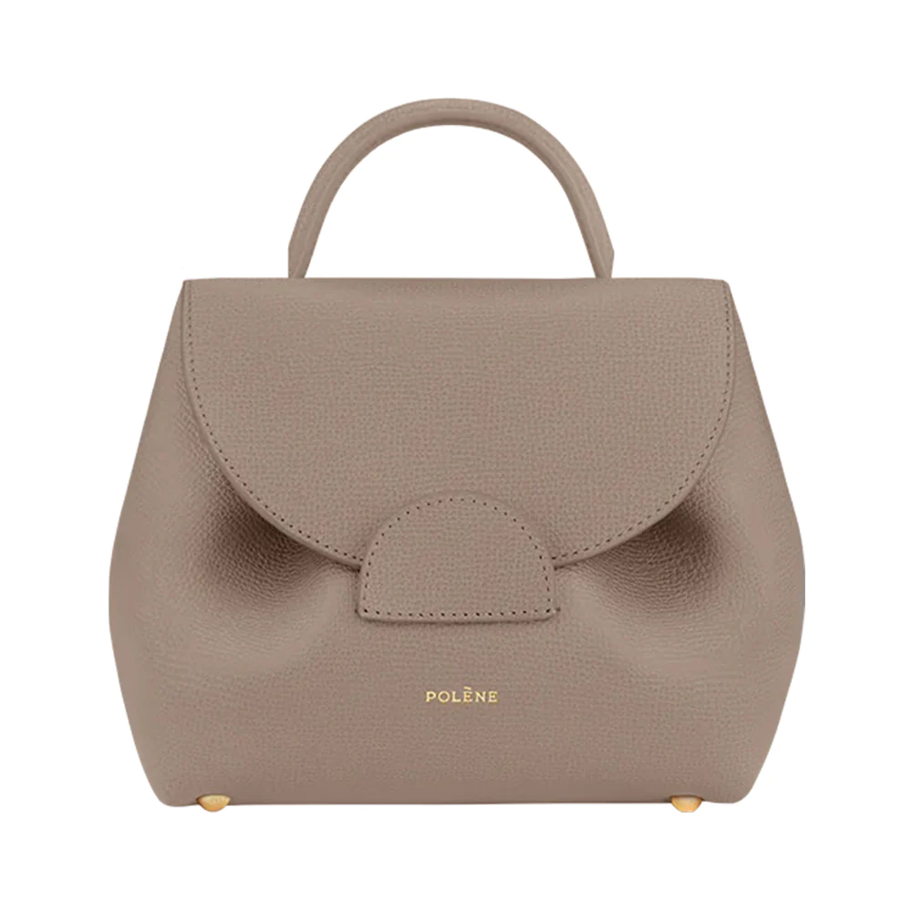 Polène Numero Uno Nano Crossbody Bag Grained Leather Taupe Ghw