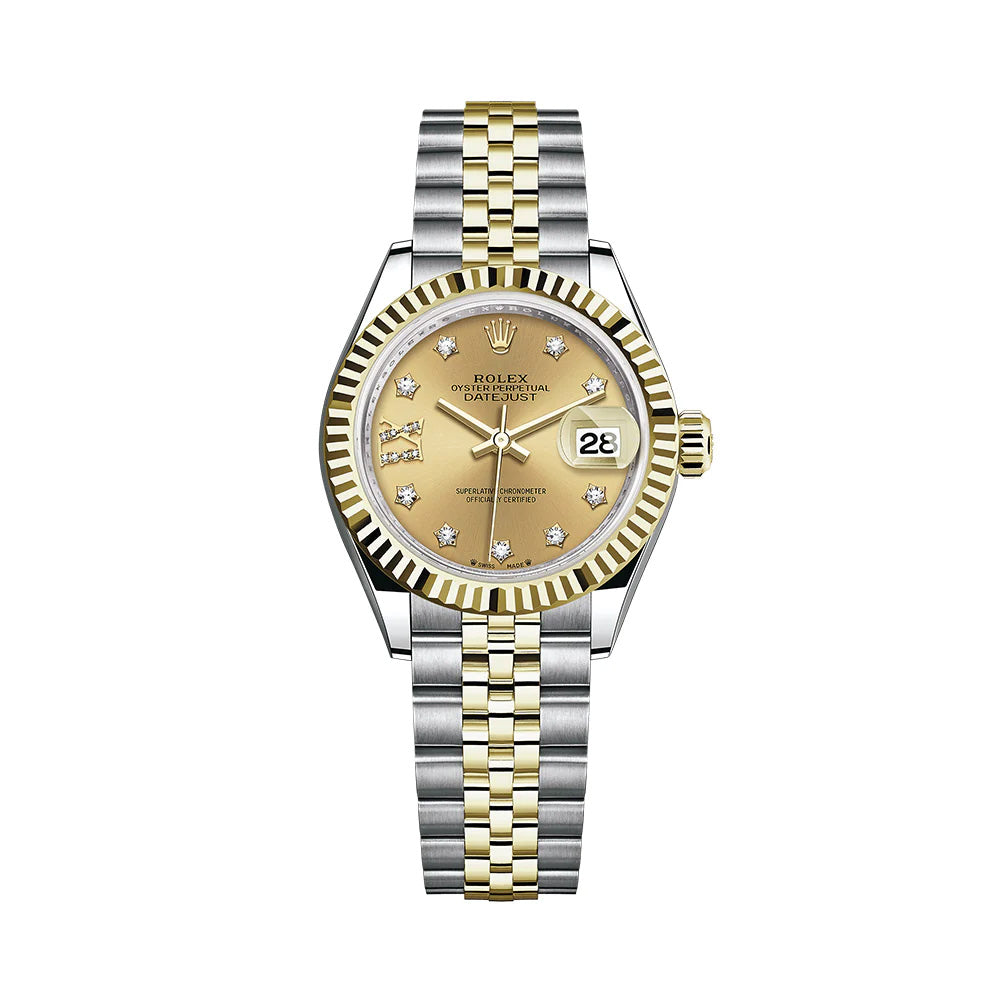 Rolex Datejust 28 - 279174 Champagne Diamond Jubilee Steel-YG
