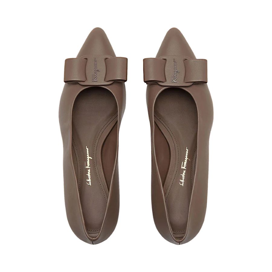 Salvatore Ferragamo Viva Ballet Flat Shoes Cumin 