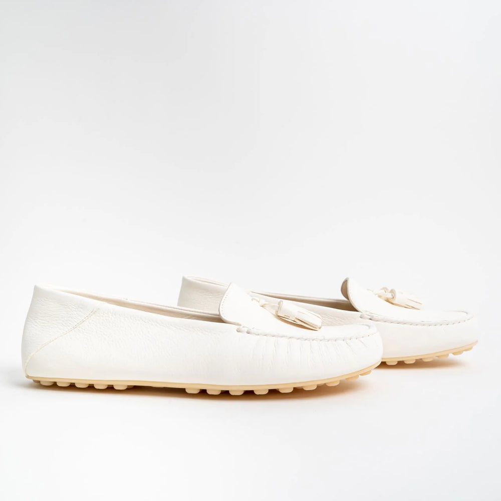 Loro Piana Dot Sole Loafers Soft Deerskin Leather White