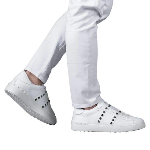 Rockstud Untitled Sneaker Calfskin Leather White