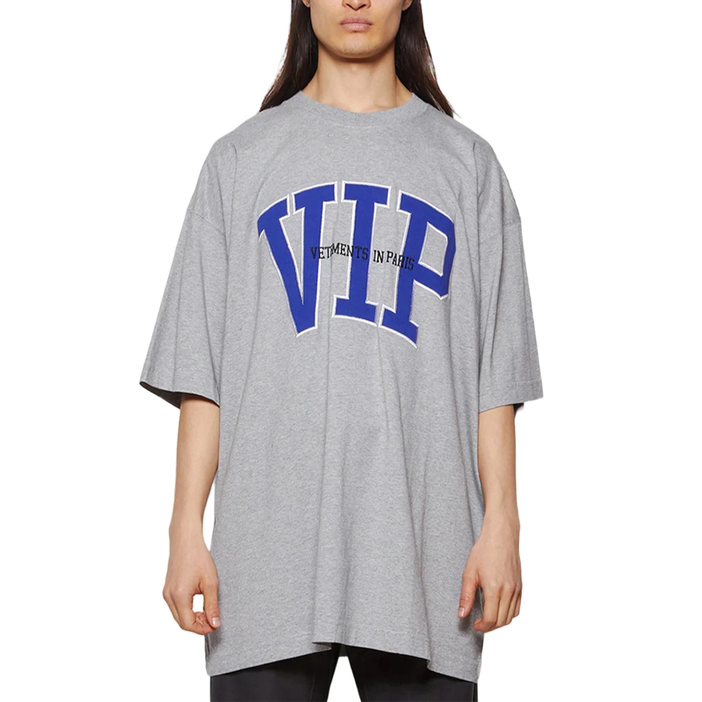 Vetements VIP Logo Print T-shirt Grey Melange