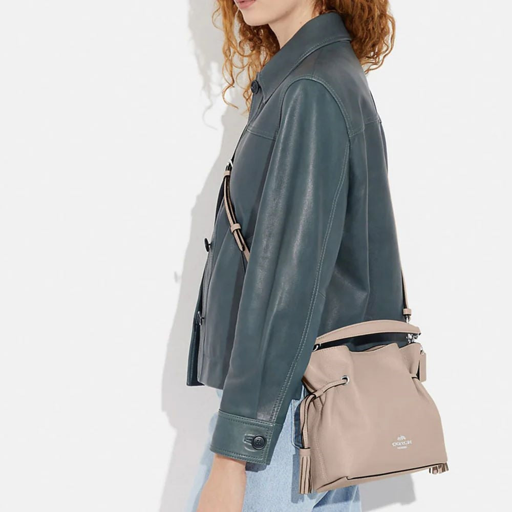 Coach Andy Crossbody Pebbled Bag Silver Steam