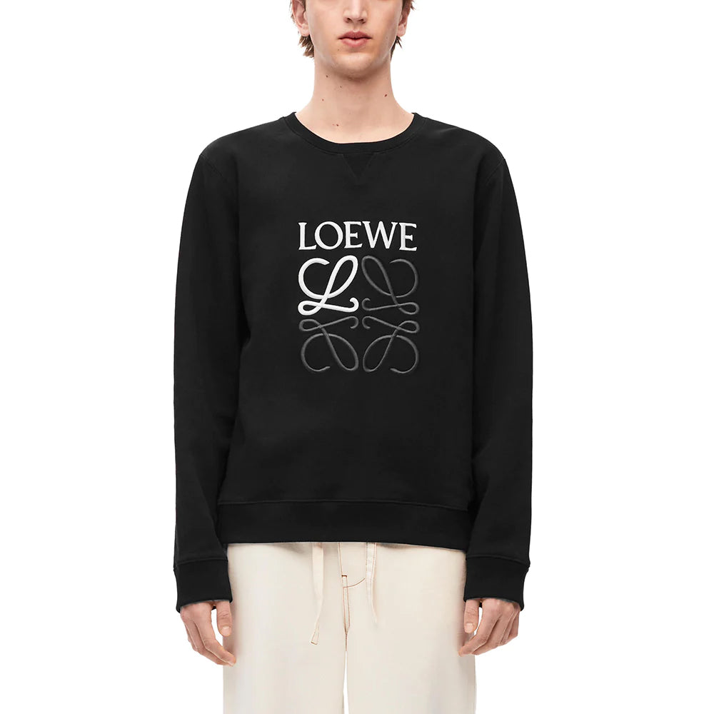 Loewe Anagram Cotton Embroidery Regular Fit Sweatshirt Black