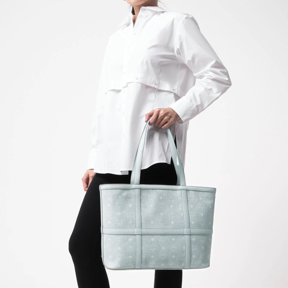 MCM Aren Medium Shopper Bag in Visetos Misty Grey