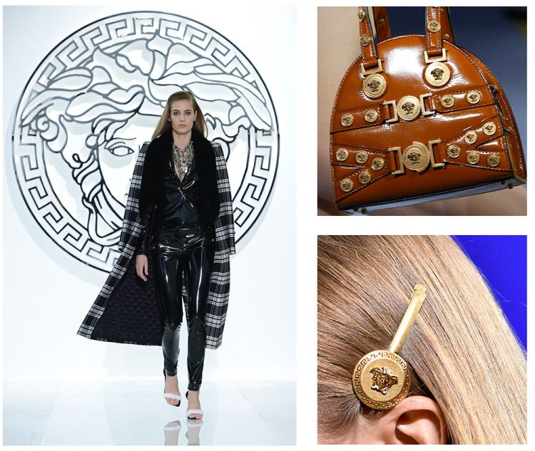 Logo Medusa dalam fashion show dan produk Versace