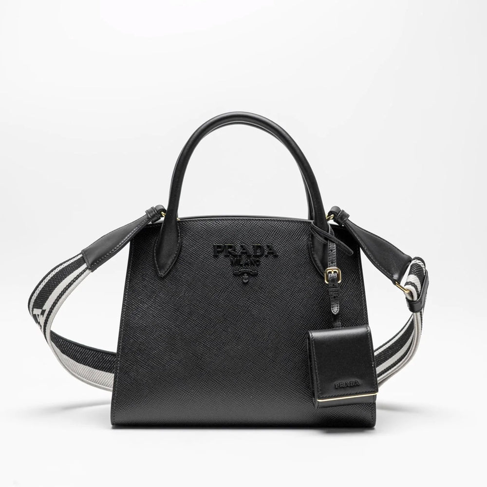 Prada Saffiano Monochrome Leather Bag Black