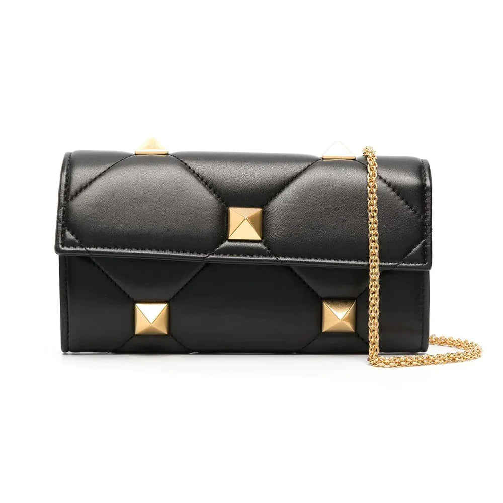 Valentino Garavani Roman Stud Wallet on Chain Black