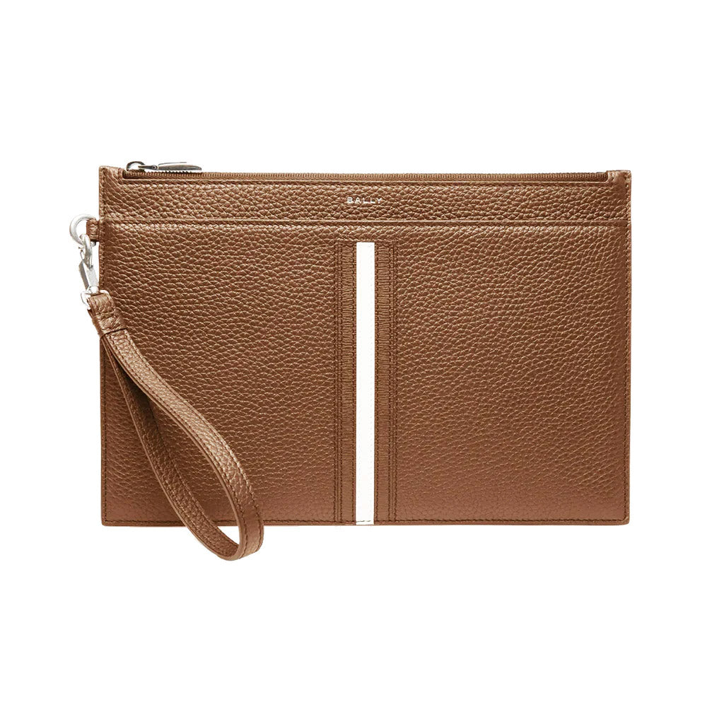 Bally Ribbon Grained Leather Necessaire Brown