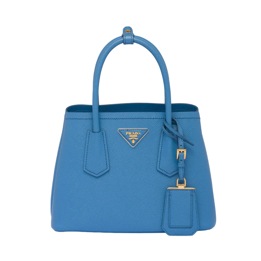 Prada Double Saffiano Leather Mini Handbag Light Blue