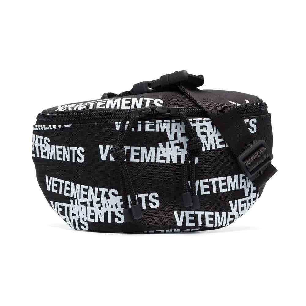 Vetements Stamped Logo Fanny Pack Cotton Twill Bumbag Black